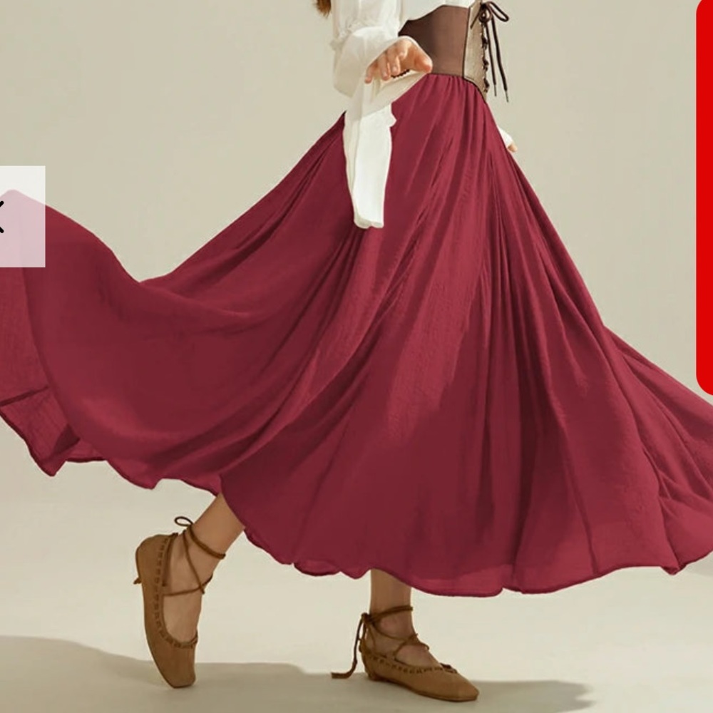 Scarlet Darkness Swing skirt elastic flared maxi